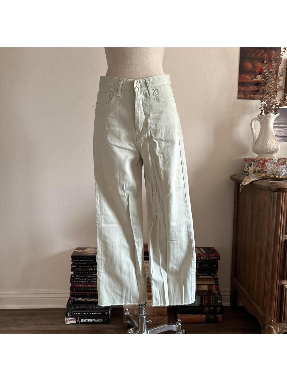 Mint green wide leg jeans